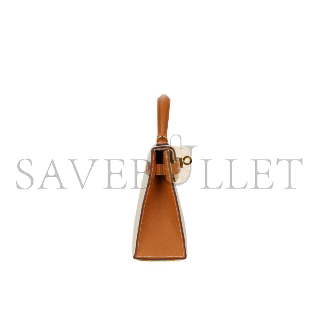HERMÈS MASTER MINI KELLY II CREAM WHITE EPSOM GOLD HARDWARE (19*12*5.5cm)